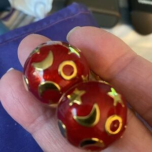 KJL Clip on earrings in red & gold Like new
